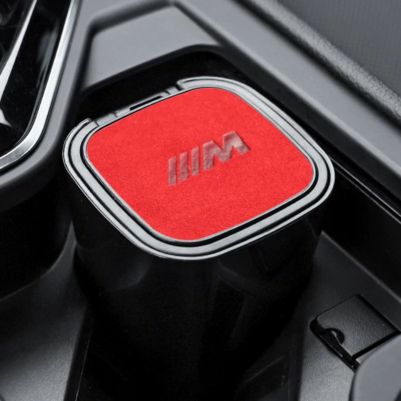 The car ashtray is suitable for BMW M STANDARD, AUDI RS, MERCEDES BENZ AMG, Volkswagen R suede multi-function ashtray