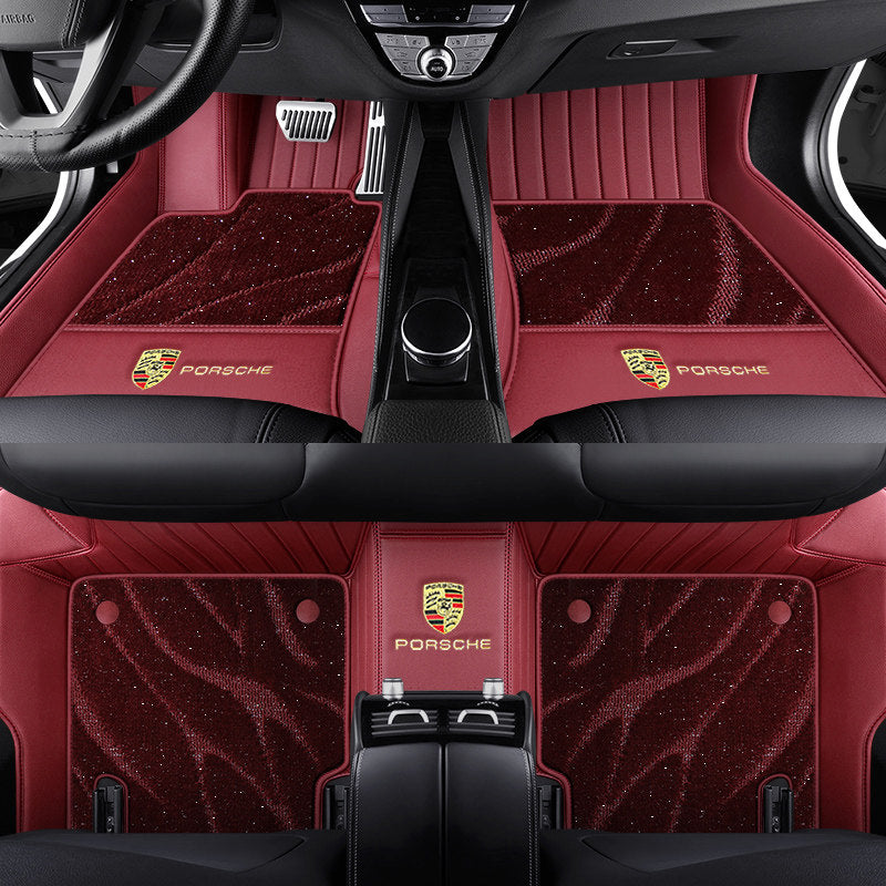 Porsche Signature Leather Floor Mat Set – Full-Surround Tailored Fit with Crest Emblem