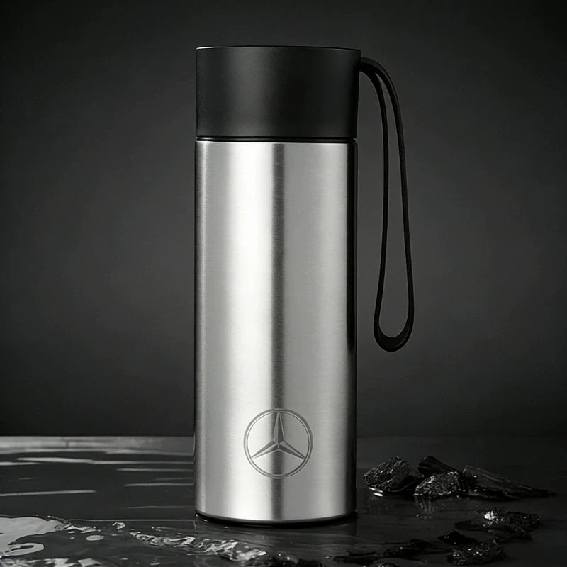 Mercedes-Benz Signature Insulated Travel Cup – Brushed 304 Stainless Steel with Carry Strap