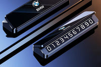 Placa de aparcamiento temporal de aluminio BMW – Número de teléfono para salpicadero