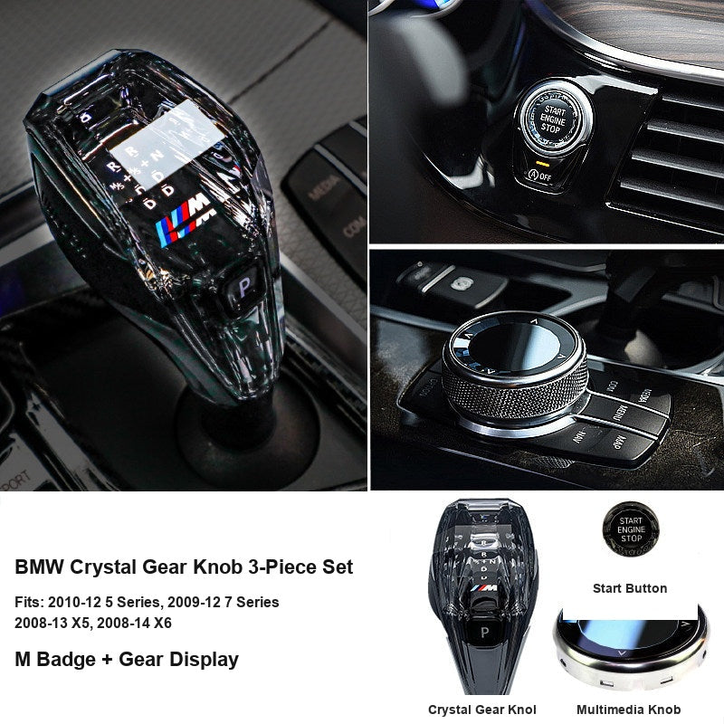 BMW Crystal Gear Knob 3-Piece Set - Fits 5 Series 7 Series X5 X6