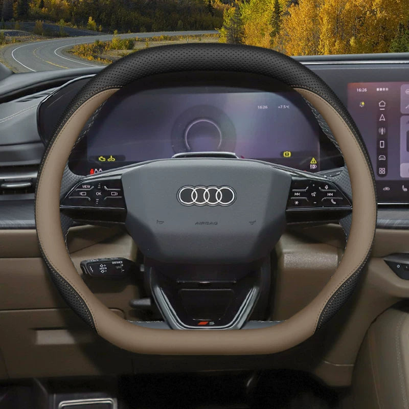 Audi steering wheel covers for new Q5L A5L A6L A4L A7L Q3 Q2L A3 A8 ultra-thin genuine leather handlebar covers