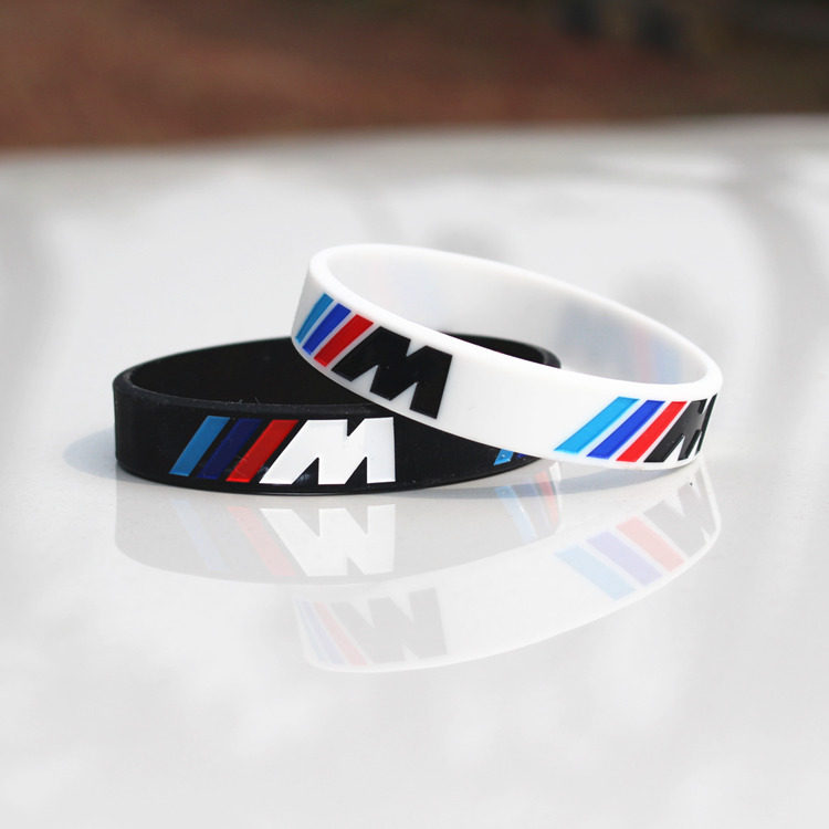 BMW M Silicone Couple Bracelet Set - Set of 2 (1 Black + 1 White)