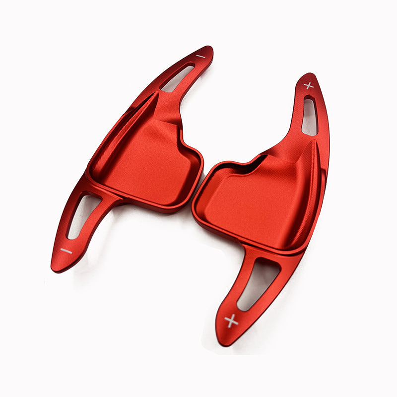 BMW aluminum paddle shifter extensions in red angle view