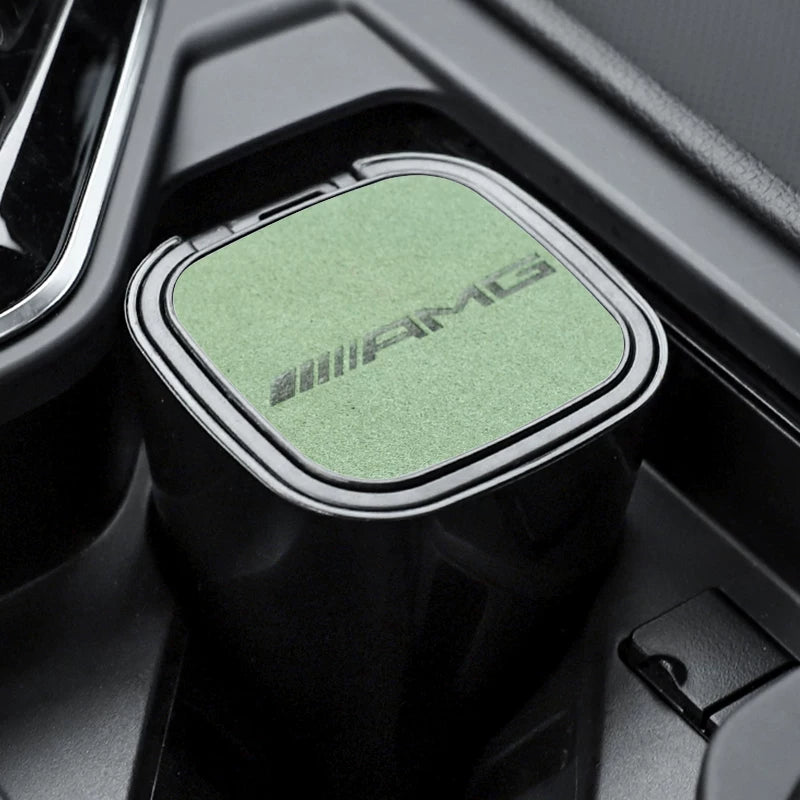 The car ashtray is suitable for BMW M STANDARD, AUDI RS, MERCEDES BENZ AMG, Volkswagen R suede multi-function ashtray