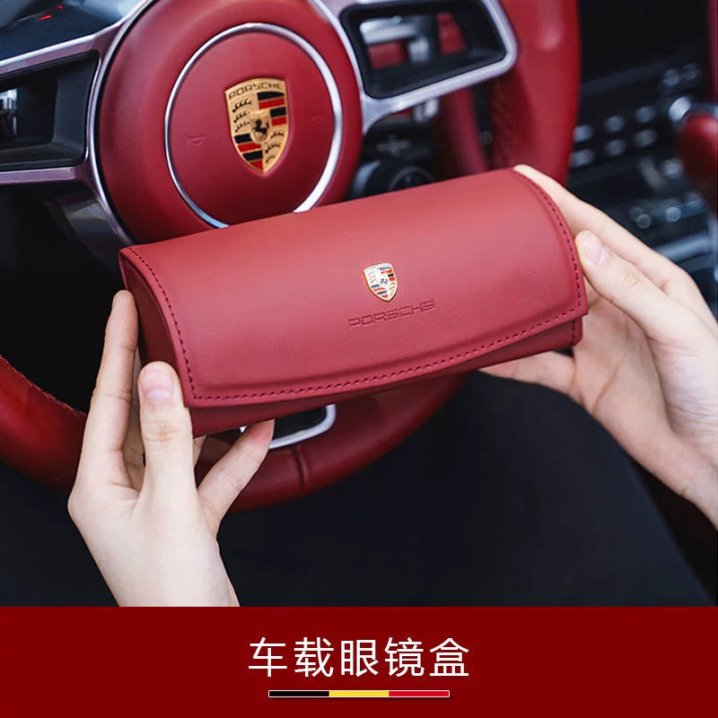 Suitable for Porsche Cayenne Macan 911 Panamera car glasses case, eyeglass clip, and interior modification accessories