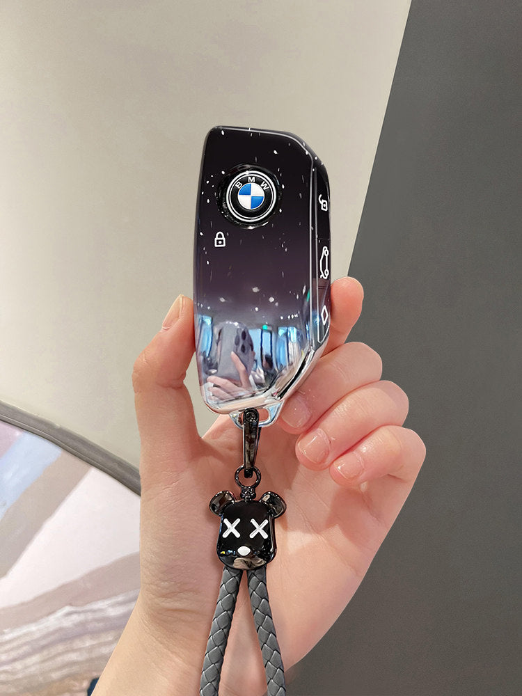 BMW new model smart key starry sky black TPU case, close-up
