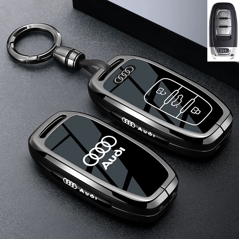 Audi Black Warrior Key Case – Piano-Gloss Shell with Gunmetal Frame