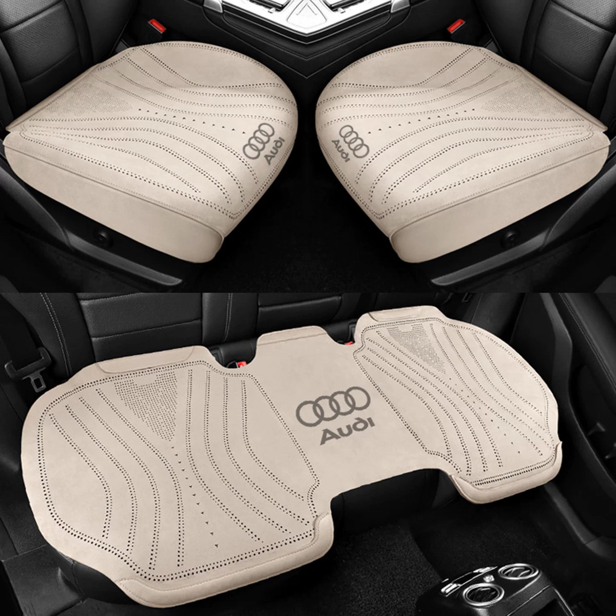 Audi suede seat cushion – Warm Beige front and rear 3-piece set