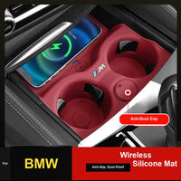 Posavasos con carga inalámbrica para consola central BMW - Funda protectora de silicona