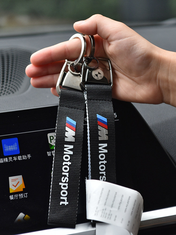 سلسلة مفاتيح معدنية من BMW M Motorsport - حزام منسوج بمشبك سبيكة