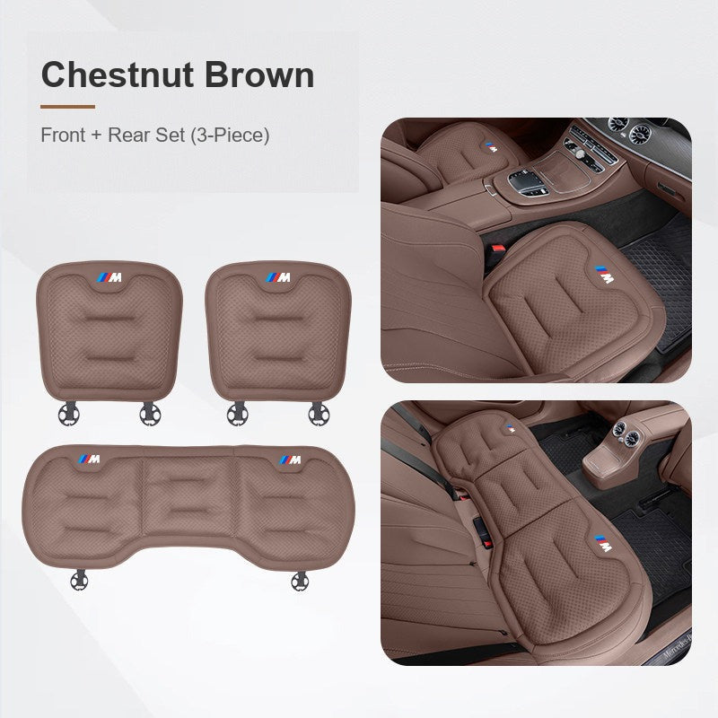 BMW ice silk seat cushion, Chestnut Brown, Front + Rear Set (3-Piece)