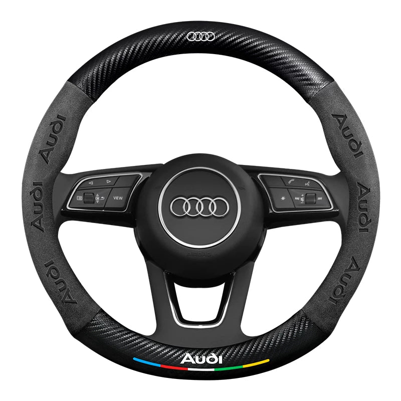 Audi Velocity Carbon Suede Steering Wheel Cover – 3D Embossed Sport Grip Edition