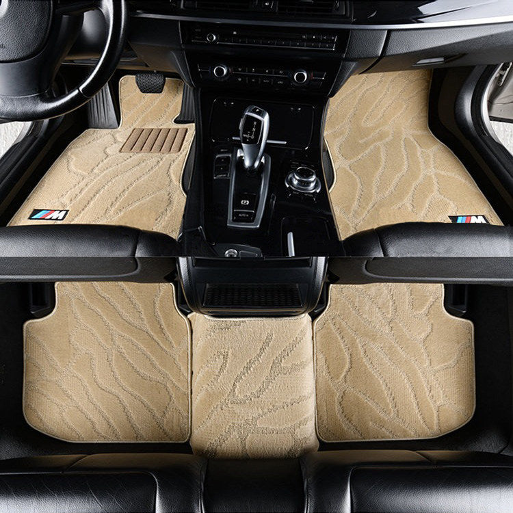 BMW beige jacquard floor mat set with patterned weave design