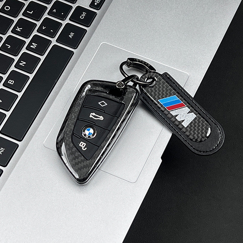 غطاء مفتاح شفرة من ألياف الكربون الحقيقية BMW - غطاء واقٍ فاخر