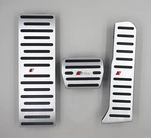Audi S line Signature Pedal Covers – Brushed Aluminium Footrest and Pedal Set