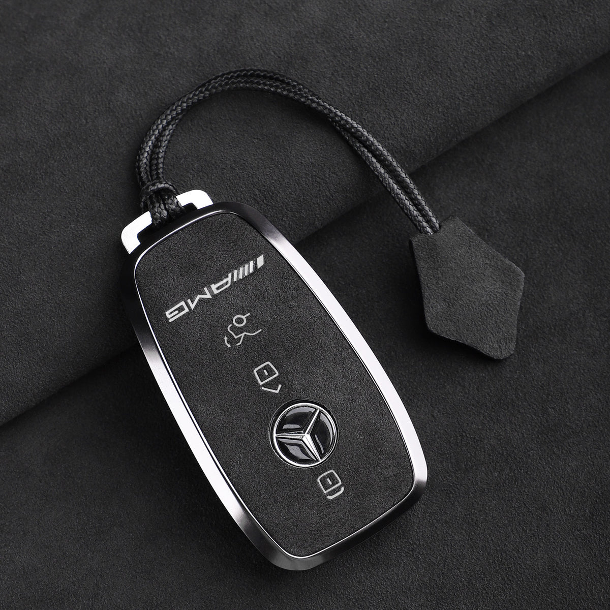 Premium ægte Alcantara Mercedes-AMG nøgleetui – Importeret italiensk ruskind med legeringsramme til G63, G500, G350 og A35L