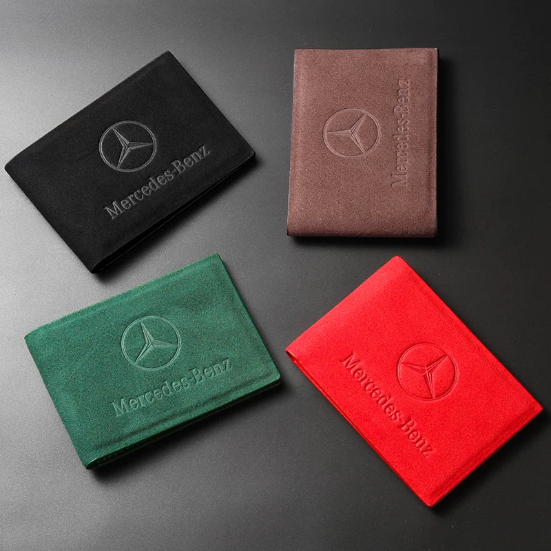 Mercedes-Benz Signature Suede License Cover – Embossed Star Bifold & Trifold Edition