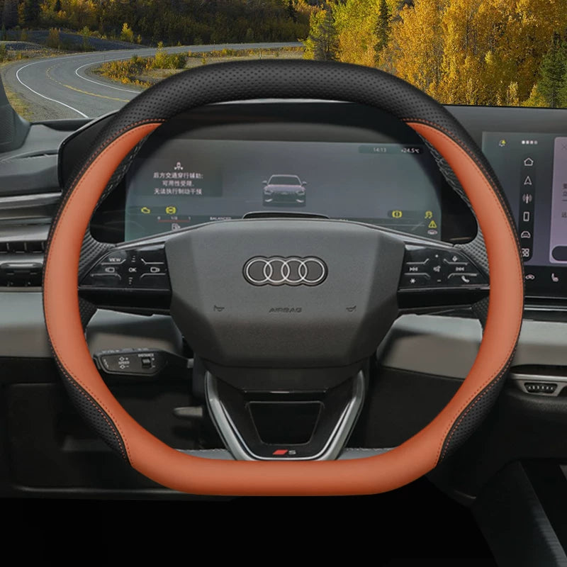 Audi steering wheel covers for new Q5L A5L A6L A4L A7L Q3 Q2L A3 A8 ultra-thin genuine leather handlebar covers