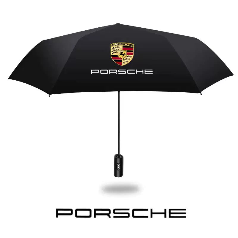 Porsche Signature Automatic Umbrella – Windproof 12-Rib Luxury Edition with Crest Handle