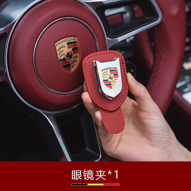 Suitable for Porsche Cayenne Macan 911 Panamera car glasses case, eyeglass clip, and interior modification accessories