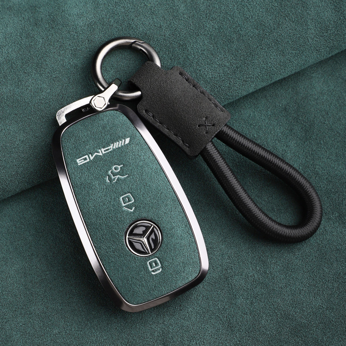 Premium ægte Alcantara Mercedes-AMG nøgleetui – Importeret italiensk ruskind med legeringsramme til G63, G500, G350 og A35L