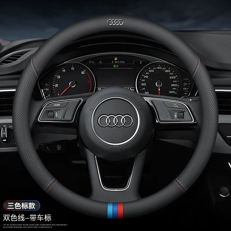 Audi steering wheel cover new A4L A6L A3 Q2L Q3 Q5L Q7 A5 A7 ultra-thin leather car handle