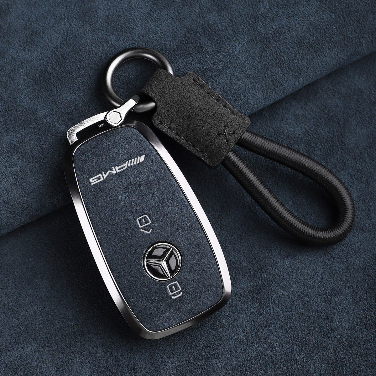 Premium ægte Alcantara Mercedes-AMG nøgleetui – Importeret italiensk ruskind med legeringsramme til G63, G500, G350 og A35L