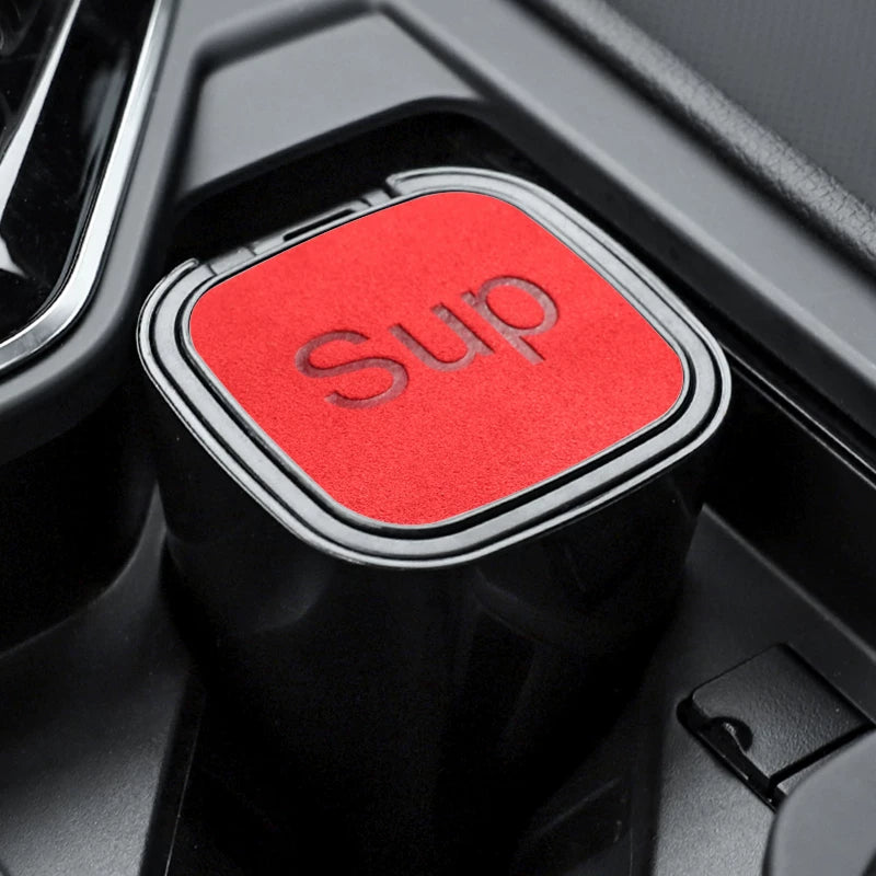 The car ashtray is suitable for BMW M STANDARD, AUDI RS, MERCEDES BENZ AMG, Volkswagen R suede multi-function ashtray