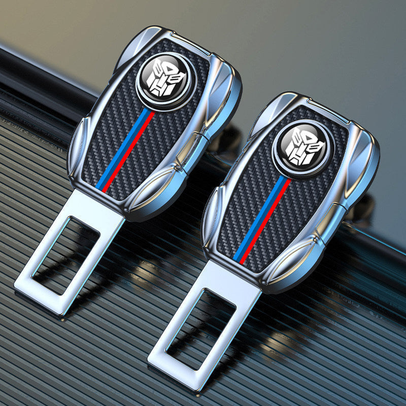 BMW carbon fiber M-stripe seat belt extenders side by side