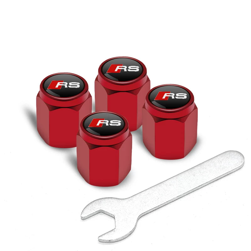 Audi Signature Anti-Theft Valve Caps – Wrench-Lock Hex Aluminium Set of 4