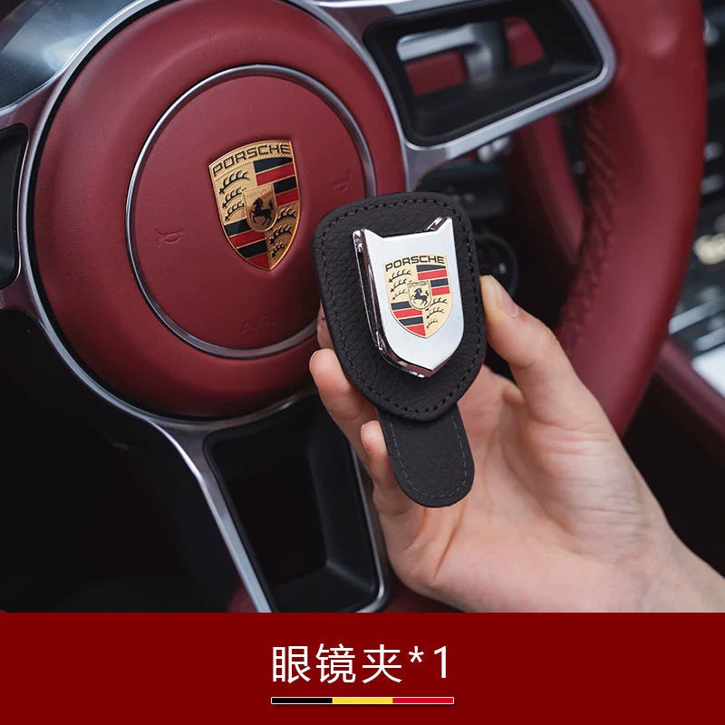 Suitable for Porsche Cayenne Macan 911 Panamera car glasses case, eyeglass clip, and interior modification accessories