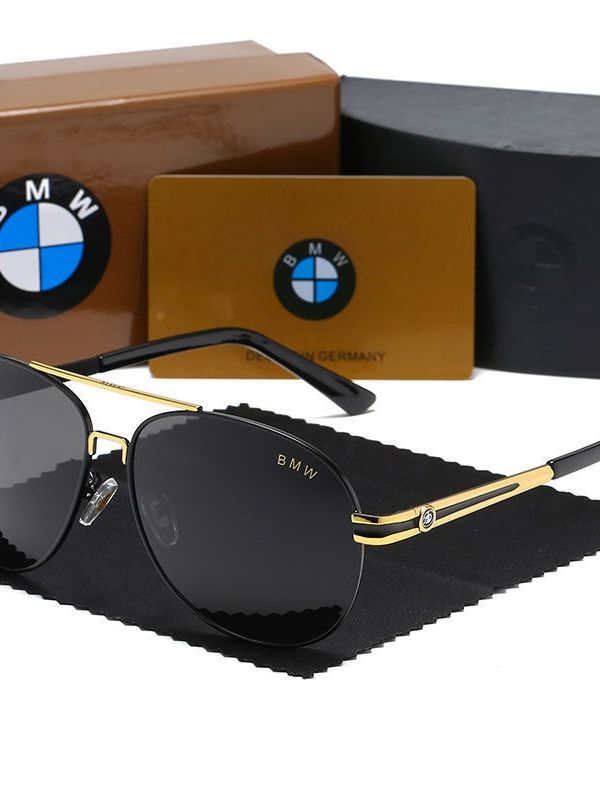 BMW aviator driving sunglasses black gold frame with gift box set