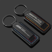 Motorsport Signature Keychain – BMW M or Mercedes-AMG Carbon Leather with Tri-Colour Stitching