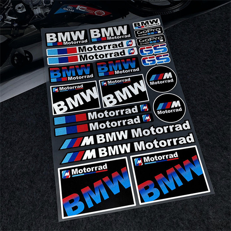 BMW Motorrad Decal & Emblem Sticker Set - Reflective, Metal & Embroidered Styles
