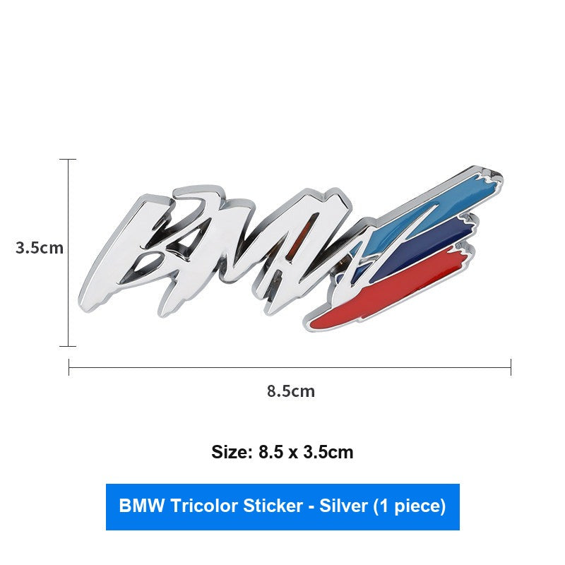 BMW tricolor metal sticker in Silver, 1 piece