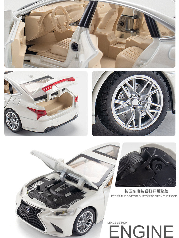 1:32 simulation of Lexus LS500h alloy sedan model, Lexus car ornaments, sound and light pull back toy car