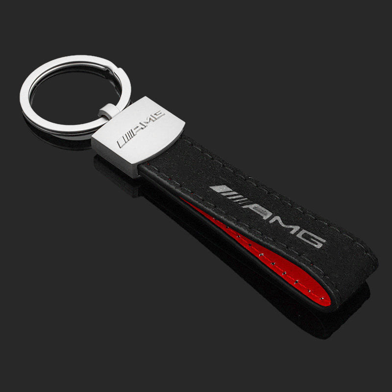 Suede suede, BMW M three-color sport badge, Audi Sline Mercedes-AMG car modification emblem keychain