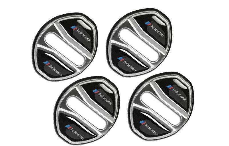BMW M Performance door lock covers in silver, new generation shape, set of four
