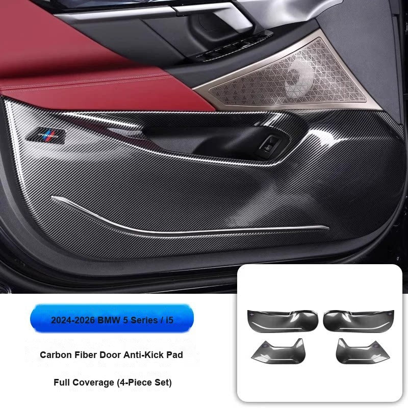 BMW 2024-2026 5 Series Long Wheelbase (Standard) - Carbon Fiber Door Anti-Kick Pads (4-Piece) - Carbon Fiber Anti-Kick Pad