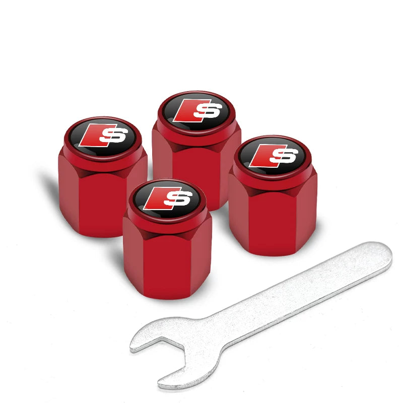 Audi Signature Anti-Theft Valve Caps – Wrench-Lock Hex Aluminium Set of 4
