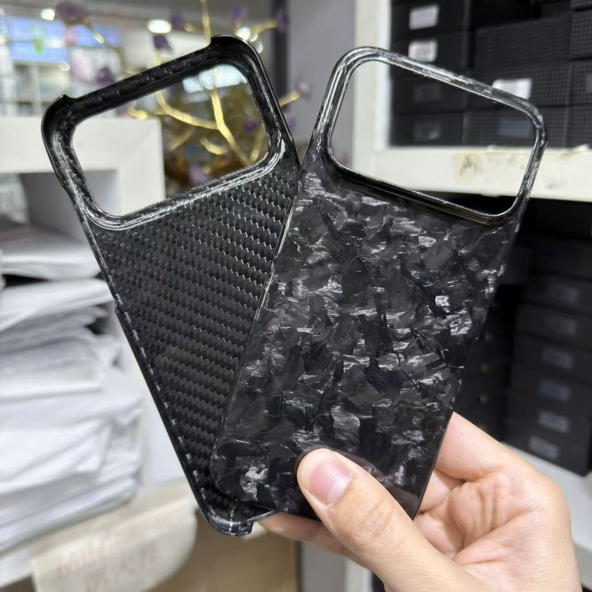 Forged Carbon Fiber iPhone Case – Luxury Green Flake Design | Shockproof & Slim Fit
