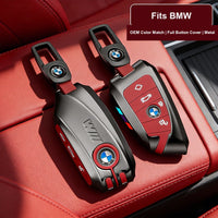 BMW Nøglering-etui i zink-legering - Fuld dækning med læder-nøglering