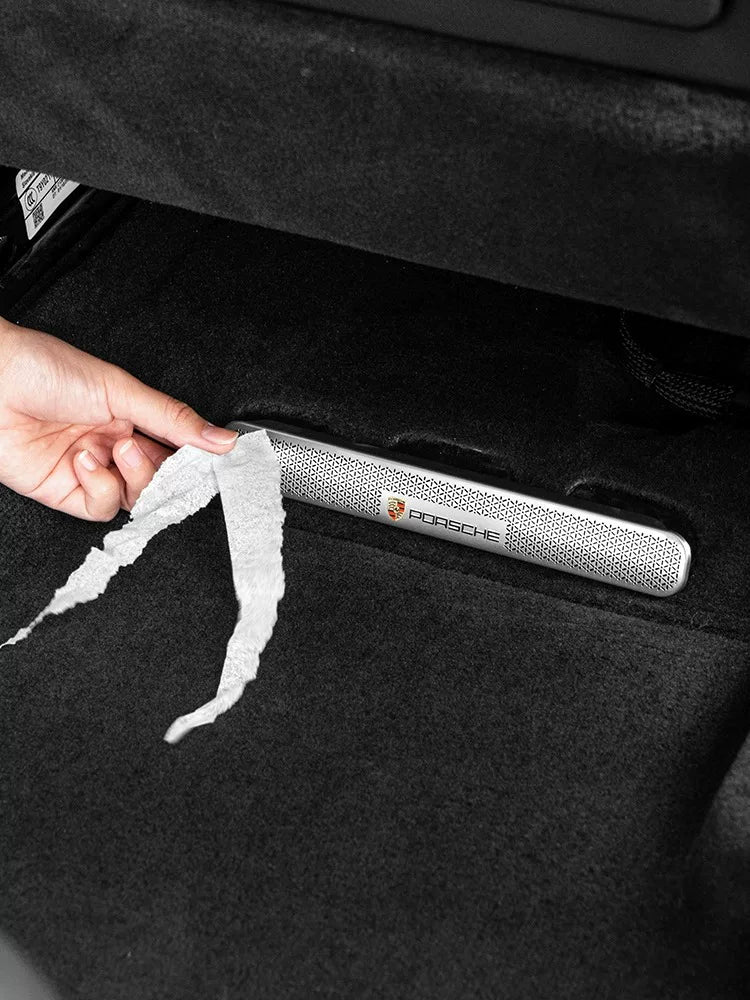 Silver under-seat vent cover keeps tissues and small debris out of the air outlet