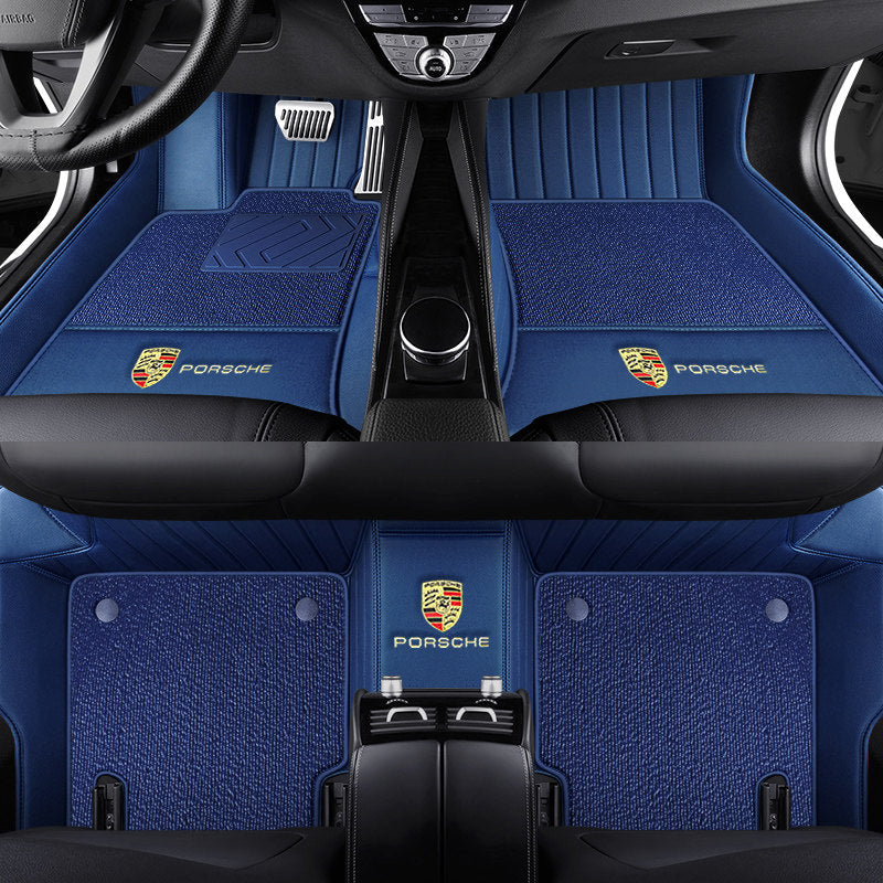 Porsche Signature Leather Floor Mat Set – Full-Surround Tailored Fit with Crest Emblem