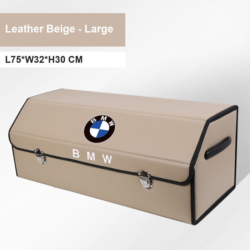 BMW leather trunk storage box - Logo Extra Large 75cm Beige BMW Badge