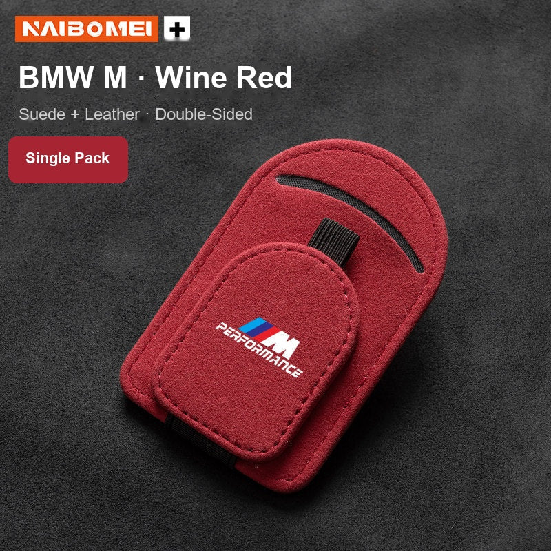 BMW M Performance suede visor glasses clip wine red