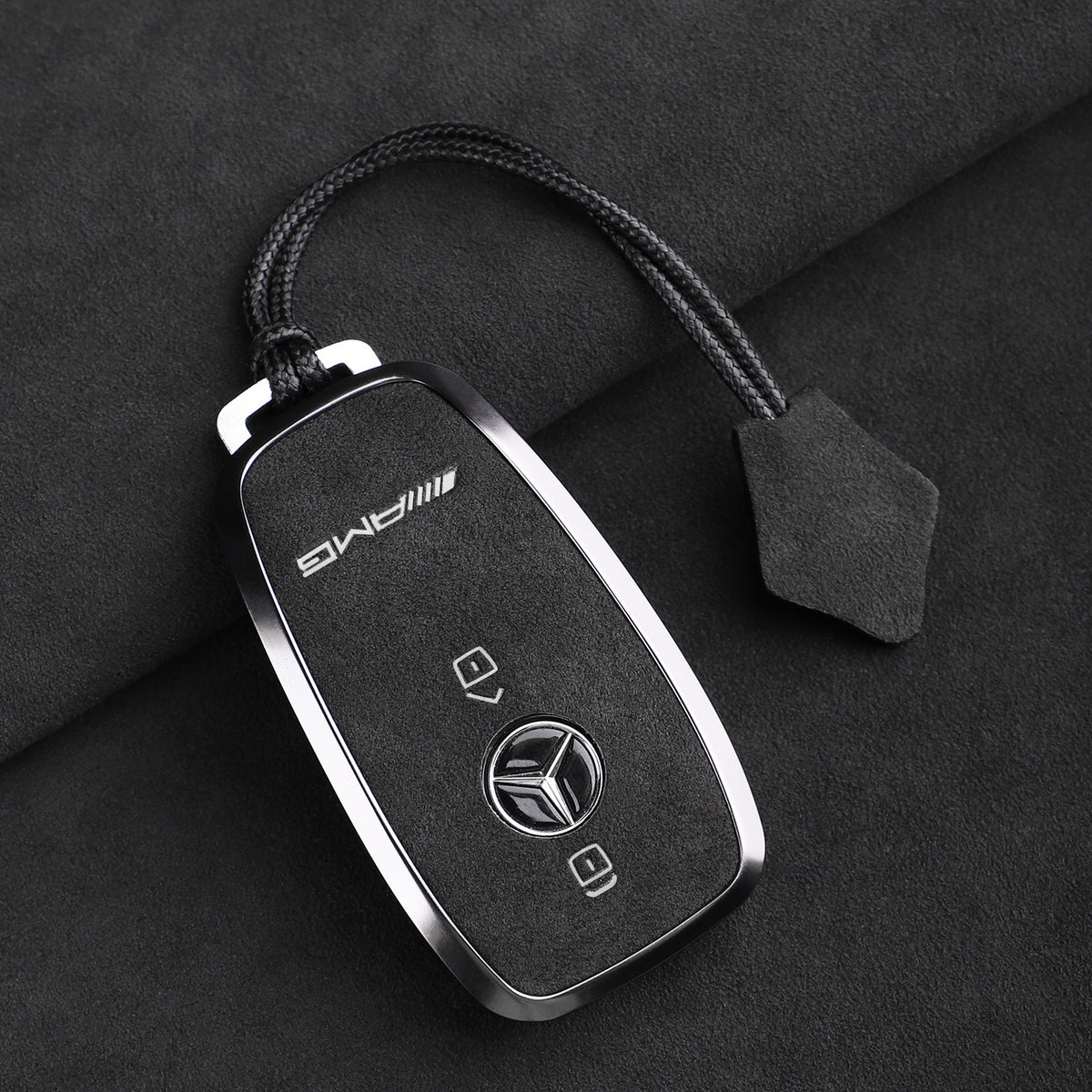 Premium ægte Alcantara Mercedes-AMG nøgleetui – Importeret italiensk ruskind med legeringsramme til G63, G500, G350 og A35L