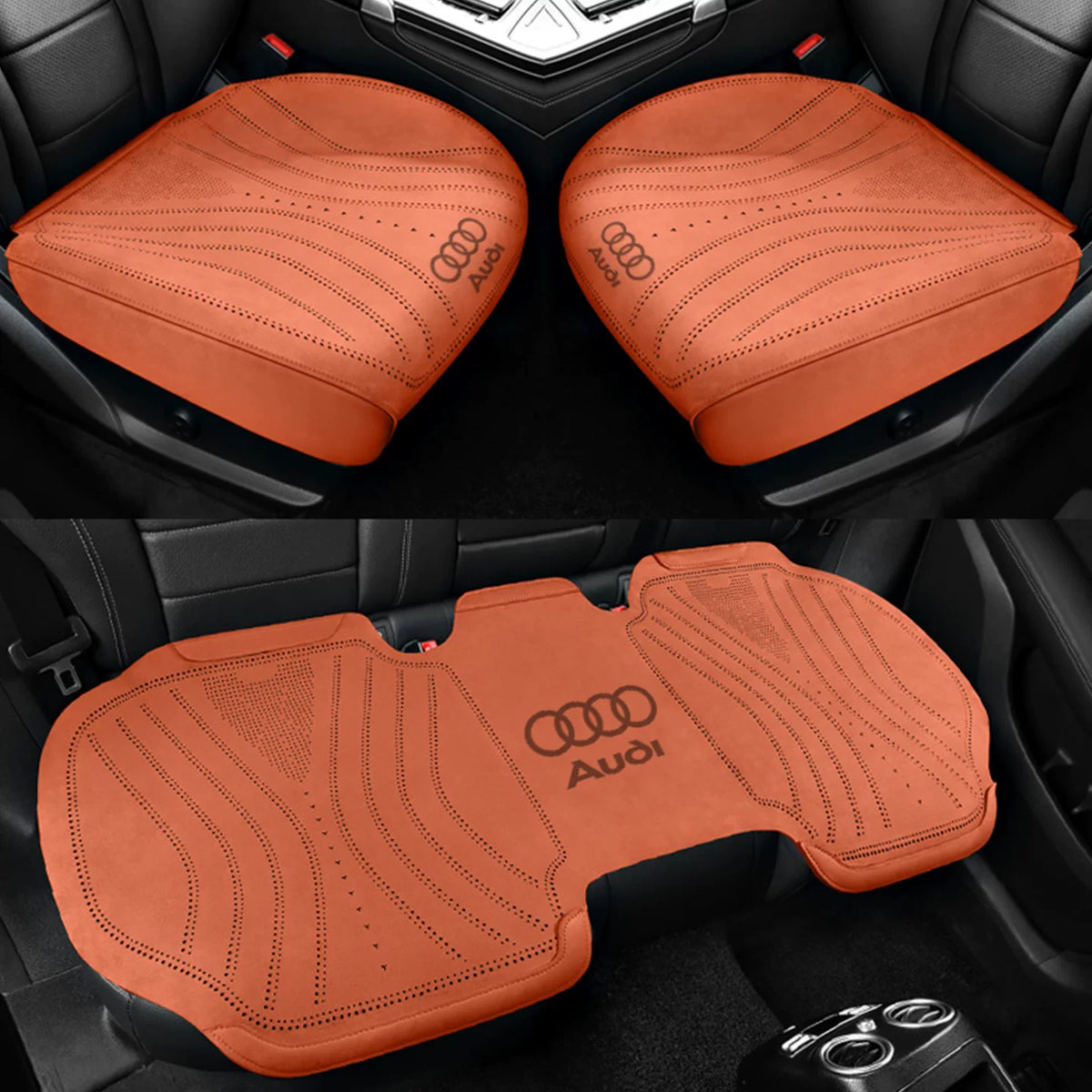 Audi suede seat cushion – Vibrant Orange front and rear 3-piece set