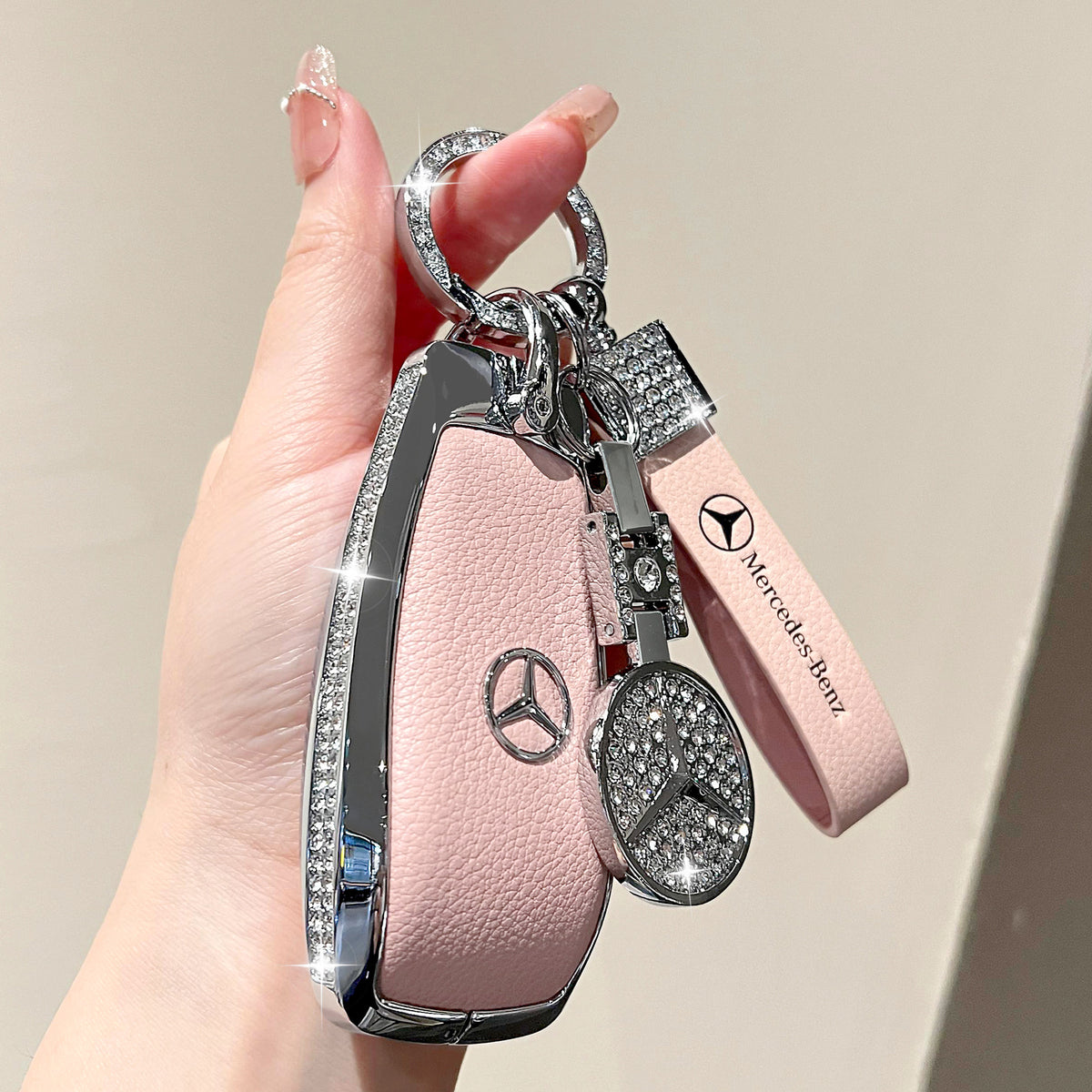 For Mercedes-Benz E300L Key Case C260L Car GLA GLB220 GLC260 Genuine Leather GEL350 Buckle EQA
